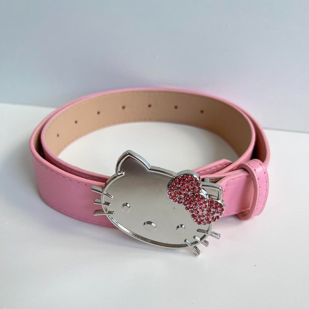 y2k 2000s Hello Kitty rhinestone crystal pink grunge goth emo punk belt - Picture 5 of 8